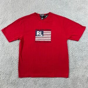 Polo Jeans Co Ralph Lauren Kids Red V-Neck T-Shirt US Size L VTG NWT